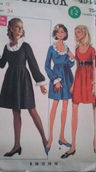 4944 1968 BUTTERICK HIGH WAISTED ELASTIC WAIST SHORT TO LONG SLEEVE DRESS PATTERN UNCUT SZ 12